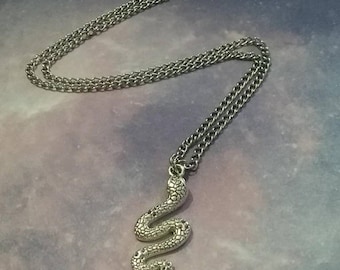 Silver Snake Pendant Necklace