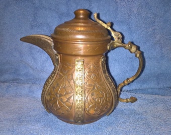 Vintage Copper and Mixed Metal Teapot