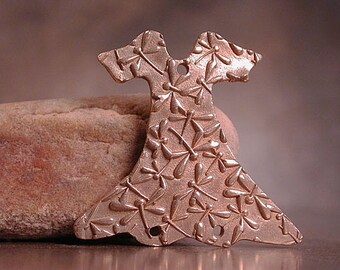 Bronze Metal Clay Pendant, Unique Bronze Focal Bead, Whimsical Party Dress Pendant, Dragonflies Charm, Divine Spark Designs, SRA