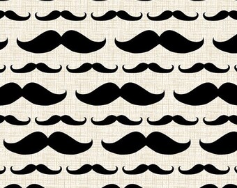 Mustache Stripe Fabric, Black Cream - Madame Et Homme Collection by David Textiles, 100% Cotton - YARD