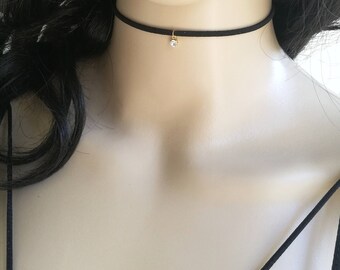 Suede Choker, Black Suede Choker, Simple Suede Choker, Black Thin Choker, Choker, Suede Thin Choker, Boho Choker, Faux Leather Choker