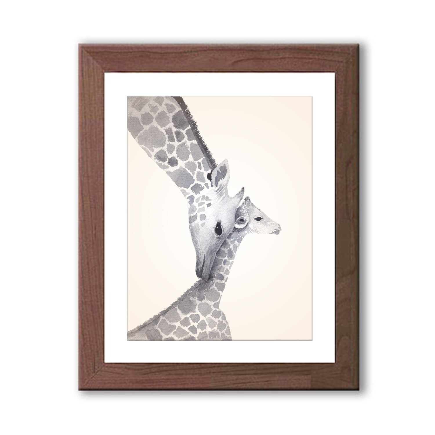 Giraffe Nursery Art Gray Nursery Decor Momma and Baby