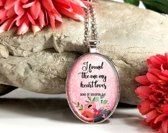 I Found The One Whom My heart Loves-Large Oval- Glass Bubble Pendant Necklace