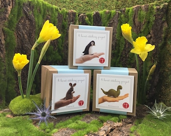Holiday Sewing DIY kit collection: Penguin kit, Kangaroo kit, Brontosaurus kit