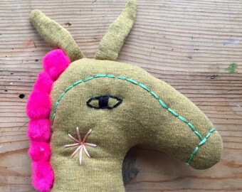 Marcel - Donkey Stuffed Animal Doll - Soft Sculpture, Soft Toy, Cloth Horse, Cloth Doll, Rag Doll, Fabric Doll, Plushie, Softie Art Doll