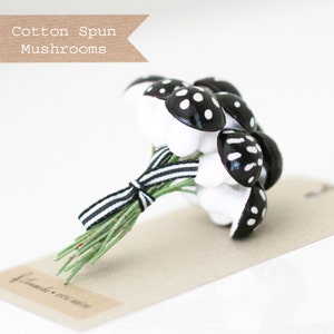 1 dozen Large Black German Cotton Spun Mushrooms