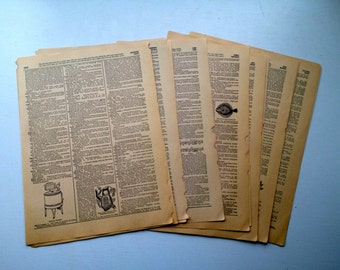 Vintage Dictionary Pages. English Dictionary, Set of 10, Vintage Book Pages. Old Book Pages. Scrapbook Ephemera. Paper Pack. Journal Paper.