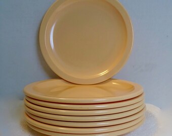 Peach Texas Ware Melmac Plates ~ Vintage Melamine ~ (8) total