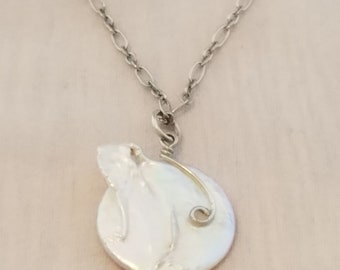 Freshwater Pearl with a Swirl on an 18" silver chain