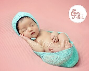 Cozy Posey Newborn Bonnet. Made to Order. Photography Prop. Newborns and Babies. Mint Hat. SALE