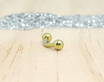 Gold Titanium Curved Barbell - Internally threaded