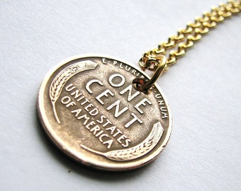 lucky penny necklace - wheat penny jewelry