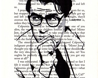 Atticus Finch Printed Illustration on Page from Novel