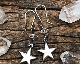 Star and Herkimer Diamond Earrings
