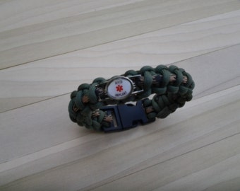 Multiple Sclerosis Paracord Medical Alert Bracelet, Free Shipping,