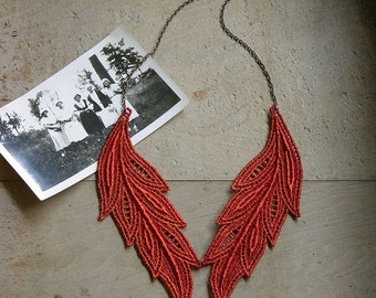 brick red lace necklace // MUSE // boho necklace / short necklace / lace jewelry / gift for women / lace collar / unique necklace