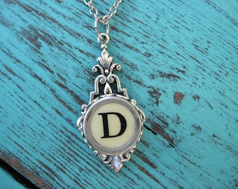 Typewriter Key Jewelry - Typewriter Necklace Letter D