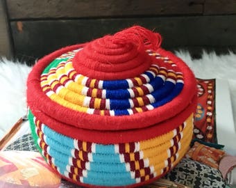 Vintage Coiled Lidded Basket