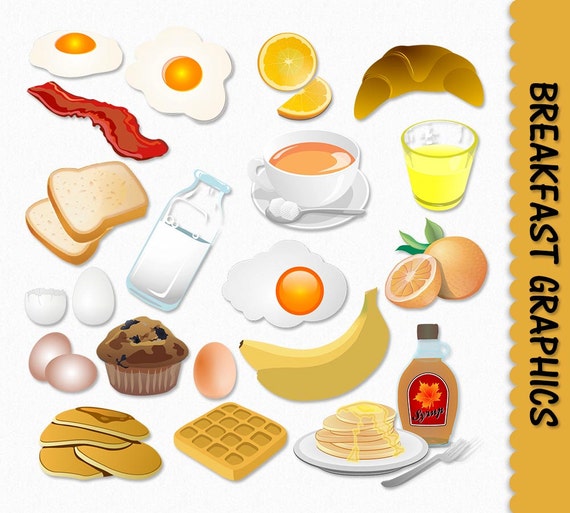  Breakfast Food Clip Art Graphics Clipart Scrapbook Muffin Egg