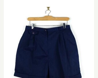 ON SALE Vintage Dark Blue High waist Flare Shorts from 1980's/ W28