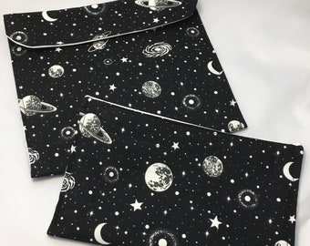 Space Noir Reusable Sandwich Bag, Reusable Snack Bag