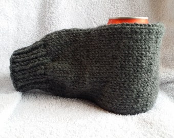 Drink Mitt, Beer Mitt, Coffee Cozy, Cup Cover, Beer Cover, Beer Sleeve, Cup Sleeve, Knitted Mittens, Cup Holder Mitten, Gifts for Him, Grey