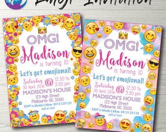 Cell Phone Emoji Sleep Over Teen Invitation tween 12th