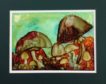 Toadstools -- Alcohol Ink on Paper