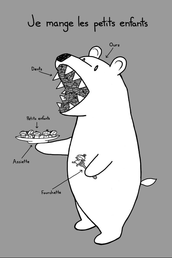 French Bear 12x18 Art Print