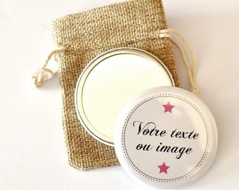 1 personalized Pocket mirror / / / text, colors, patterns, image choice