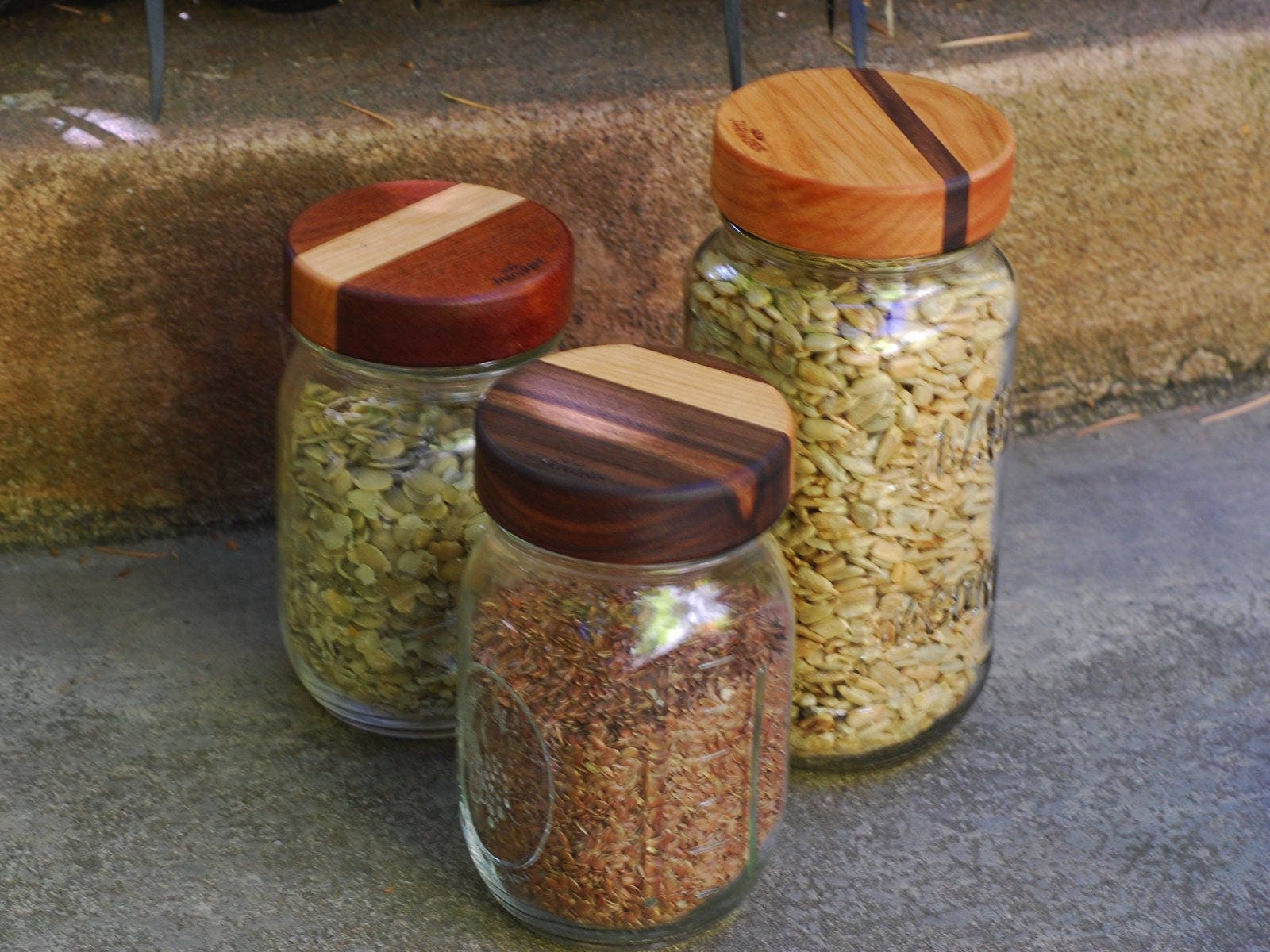 3 Wooden Mason Jar Lids with Seal True screw top Regular Mouth