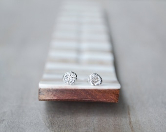 Raw Earth Circle Studs | Sterling Silver Studs, Tiny Stud Earrings, Circle Earrings, Minimalist Stud Earrings, Simple Studs, Modern Studs