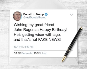 Donald Trump Personalized Twitter Birthday Card - Funny Birthday Card - President Trump - Custom Birthday Card