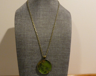 Army green crayon pendant necklace/olive green necklace/statement jewelry/crayon jewelry/gift for her