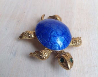 Enameled silver brooch, turtle Norway