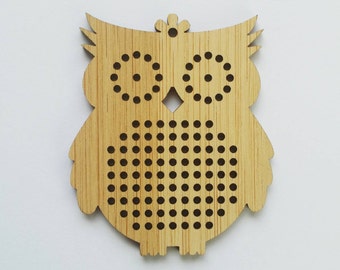 Owl cross stitch blank, wood pendant blank, needle craft pendant brooch necklace button. DIY cross stitch.