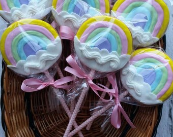Rainbow Cookie, party favour, biscuits, party bag filler, party bags, birthday favours, cookie pops, cookie on a stick