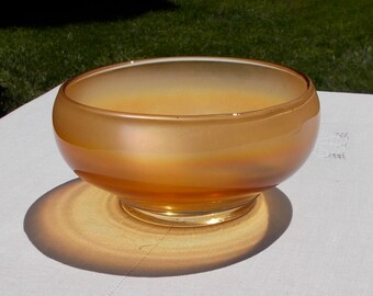 40s Carnival Glass Serving Bowl Marigold Smooth