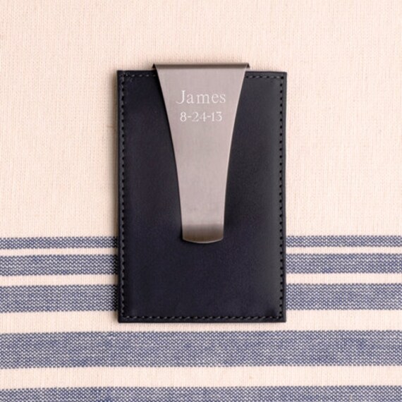 Engraved Wallet and Money Clip Personalized Leather Money