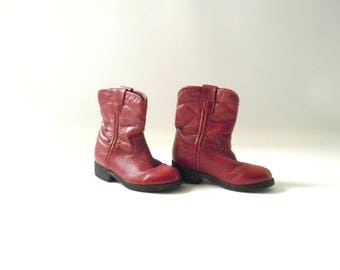 Vintage Toddler Red Leather Justin Boots