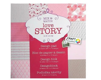 Pattern paper for scrapbooking block love story