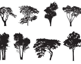 Set of 8 trees - Temporary tattoos