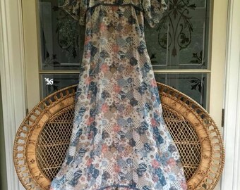 Vintage 1970s Richards Shops Patchwork Print & Floral Maxi Dress - Size XS