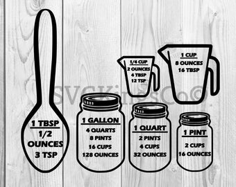 Kitchen conversions svg, Measurement chart svg, Measurement cheat sheet svg, Kitchen svg, Mason jar cricut, Kitchen measurement svg, Cooking