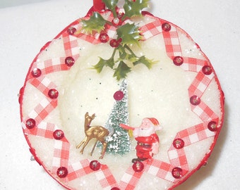 Vintage Handmade Diorama Christmas Ornament