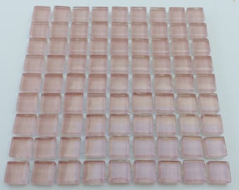 81 tiles translucent glass mosaic tiles 10 x 10 mm pink mosaic