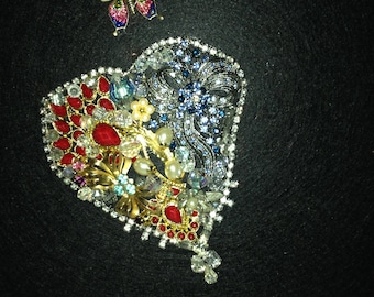 Heart Collage With Vintage Jewelry Gift for Her