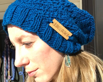 Hand knit textured slouchy stylish hat