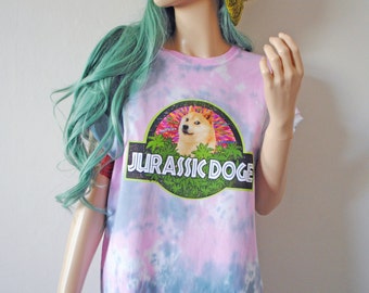 Jurassic Doge Tie Dye T-Shirt cute dog gift meme shiba inu pastel goth tumblr harajuku