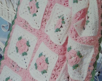 Vintage Crochet Sweet Baby Afghan blanket instant download crochet pattern
